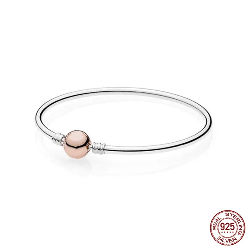 925 Sterling Silver Fashion Gold color Round Buckle