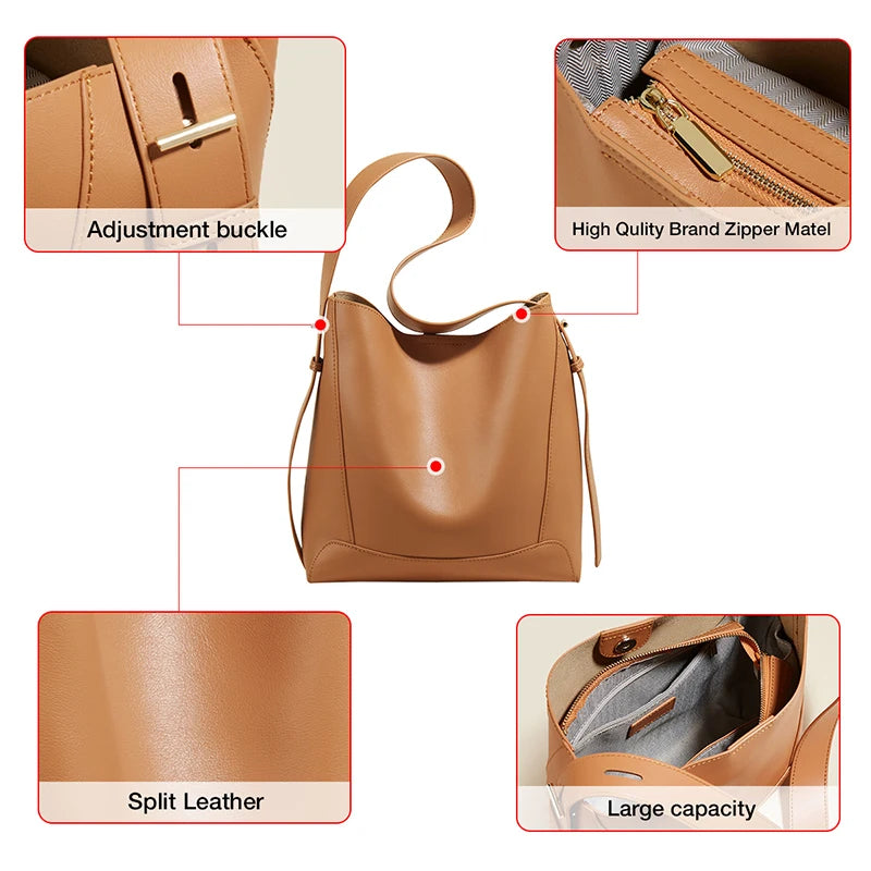 FOXER 2024 Classic Split Leather Shoulder Cross Lady Fashion WomEN