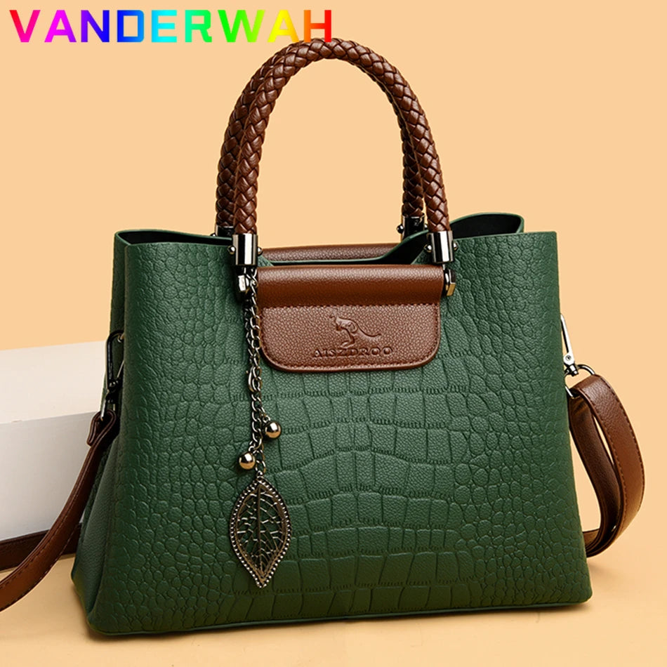 Brand Leather 3 Layers Alligator Handbags
