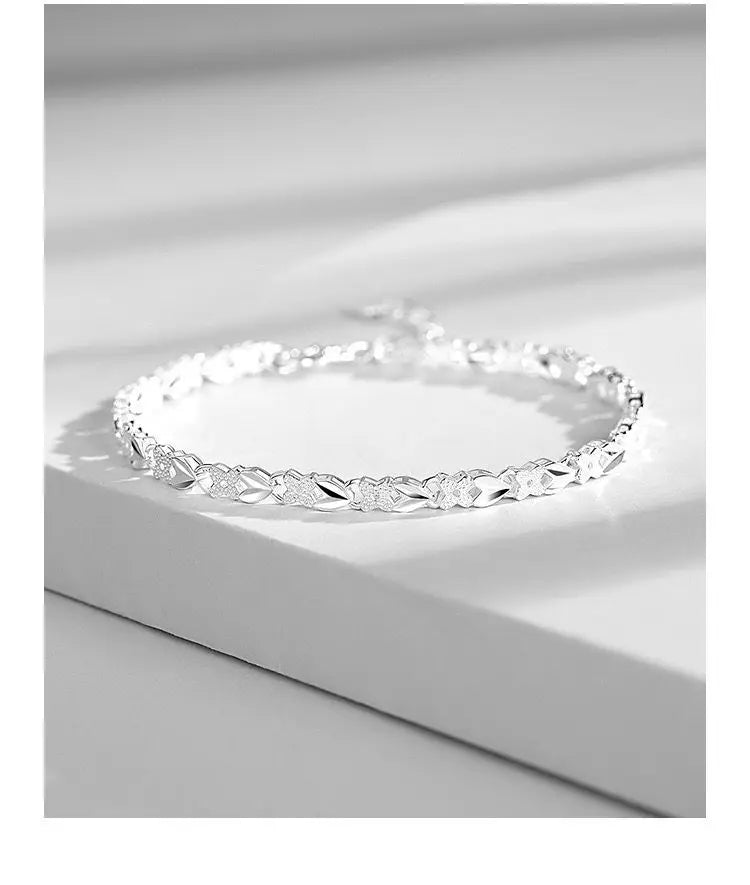 925 sterling Silver Bracelets Heart Leaf foion Nice Chain