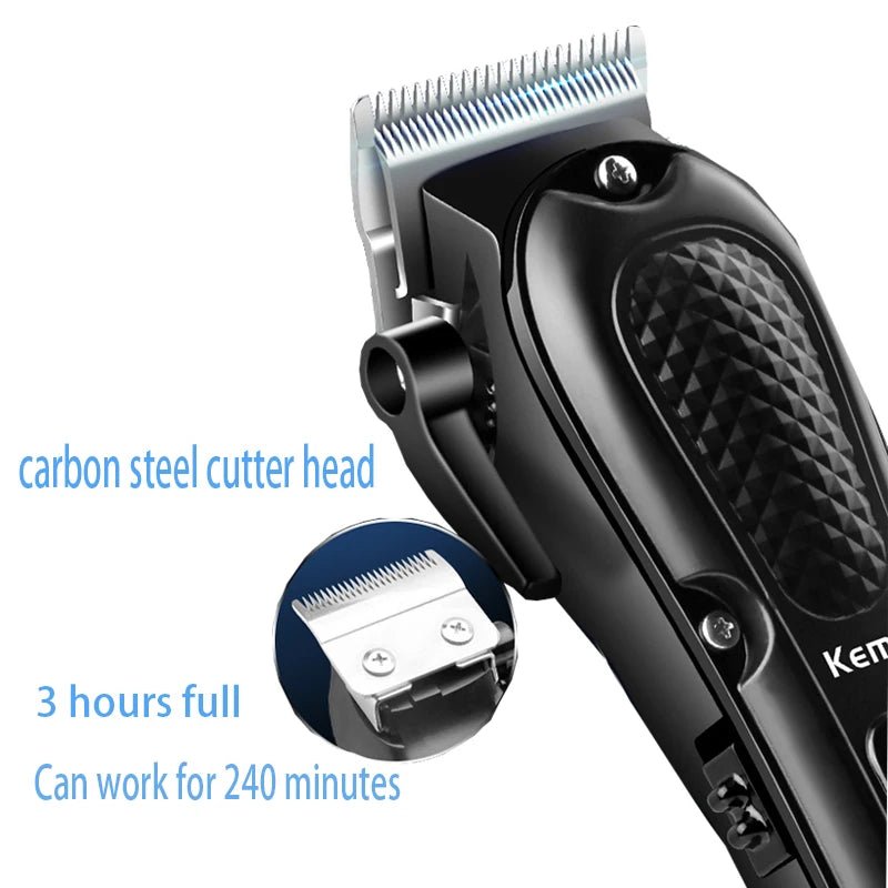 Kemei adjustable hair clipper for men cutting machine USB rechargeable