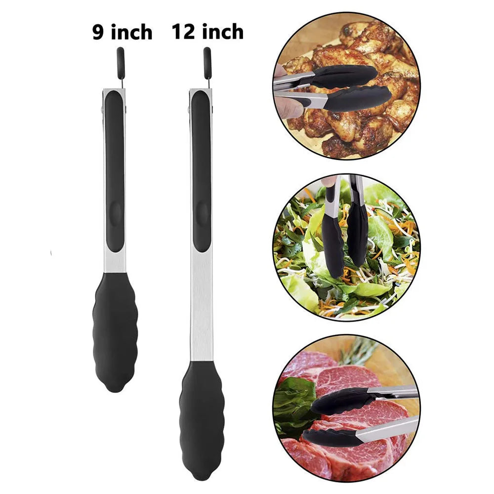 LMETJMA Premium Kitchen Tongs Cooking Grille
