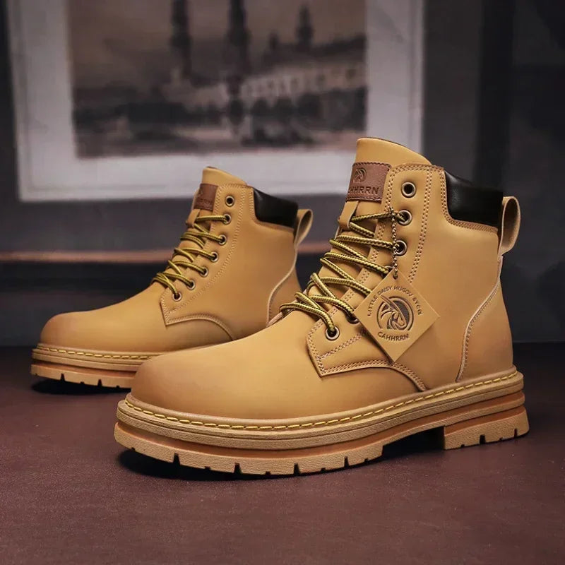 High Top Men Boots Fashion Motorcycle Ankle Boots for Men Winter