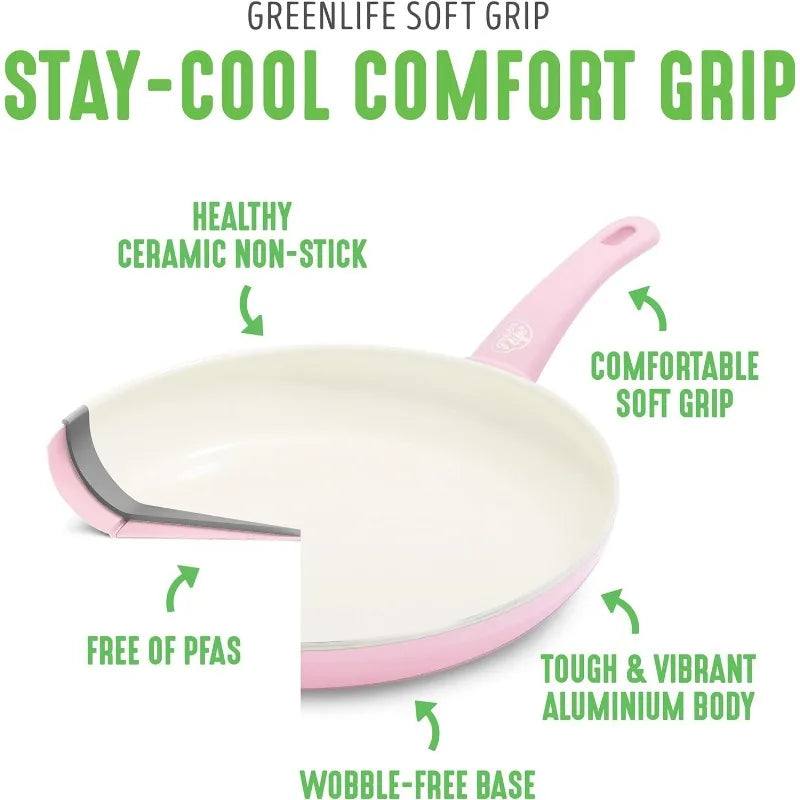 GreenLife Soft Grip Healthy Ceramic Nonsauce Saute Pans Set