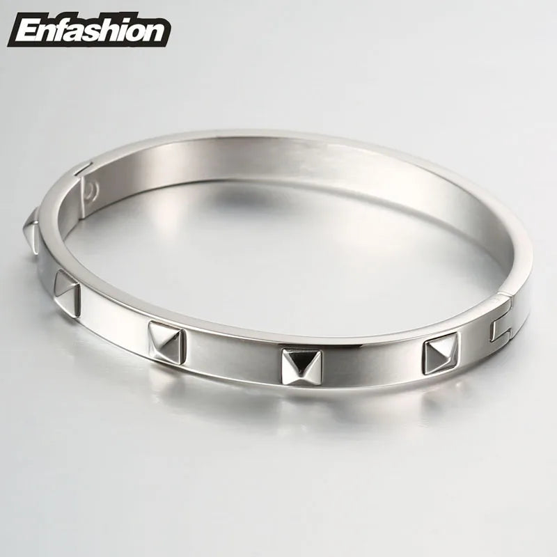 Enfashion Pyramid Spikes Bracelet Manchette Gold Color Stainless Steel Bracelet For Women Cuff Bracelets Bangles Pulseiras