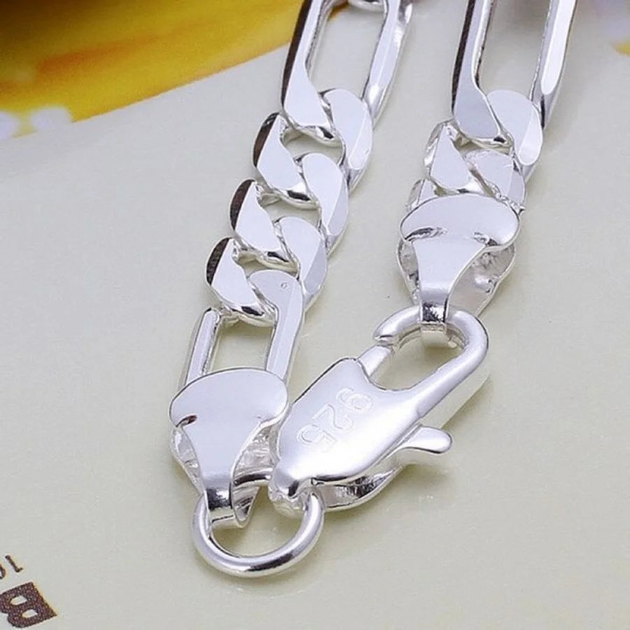 925 Sterling silver Bracelet 6mm chain Wedding nice