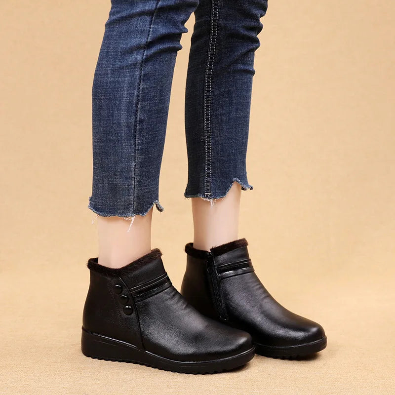 Fashion Winter Women Genuine Leather