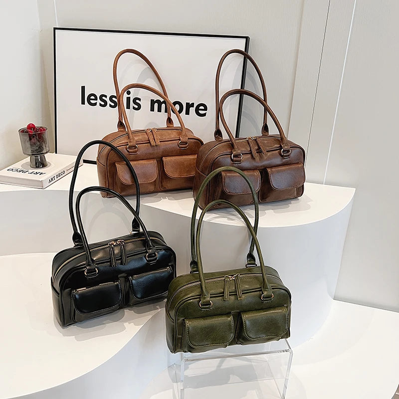 LEFTSIDE Small Double Pockets Shouldr Underarm Bag Female Handbag