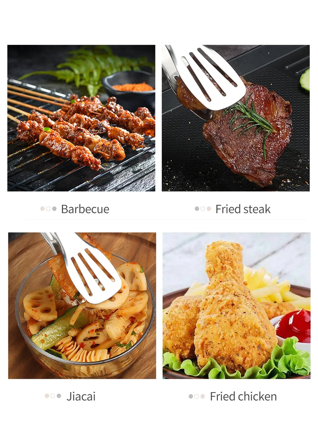 WORTHBUY Multifunctional Steak BBQ Tongs Stainless Steel Grill Tongs Pancake Fried Pizza Bread Kitchen Tool