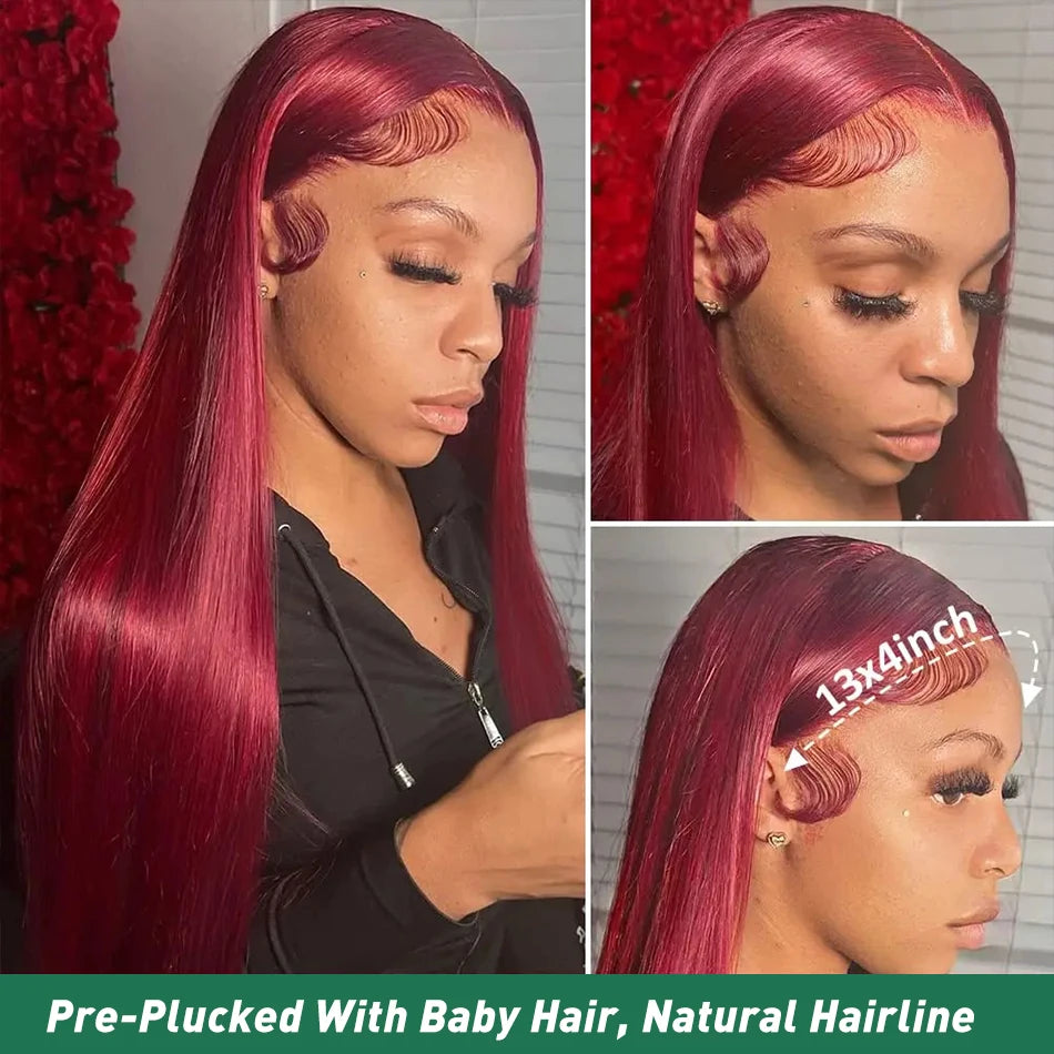 99J Burgundy Lace Front Wig Human Hair 13Xair Wigs for Women