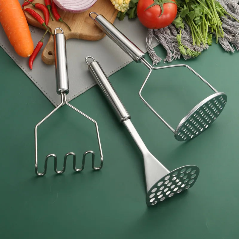 Potatoes Crusher Stainless Steel Pressed Potato Masher Ricer Puree Juice Maker Potato Pusher Smooth Mashed Fruit Tools Kitchen