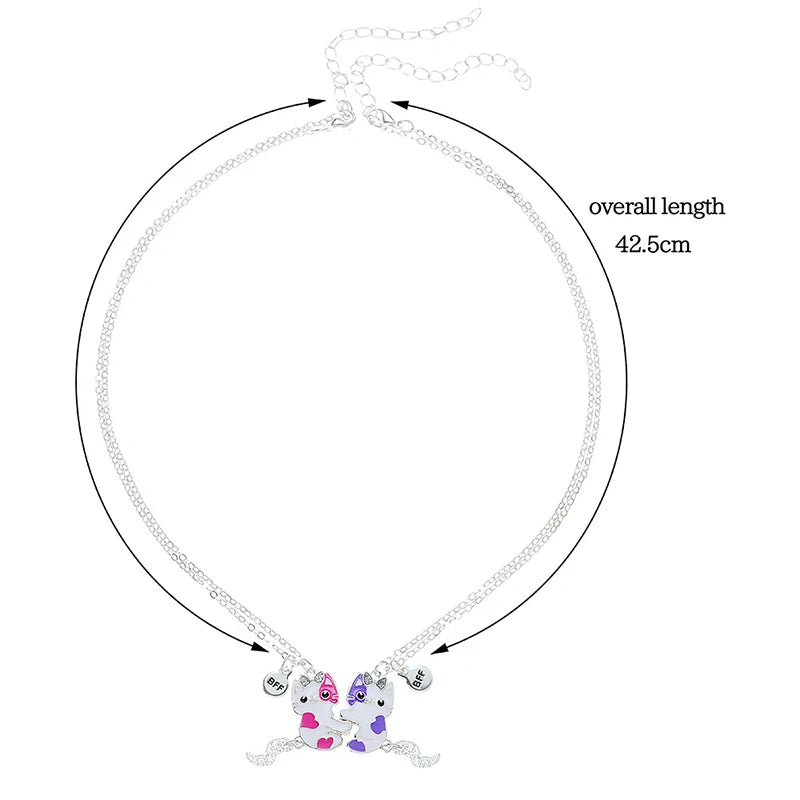 2Pcs/set Cute Cartoon Cat Shape Pendant Chain Besdren's Jewelry