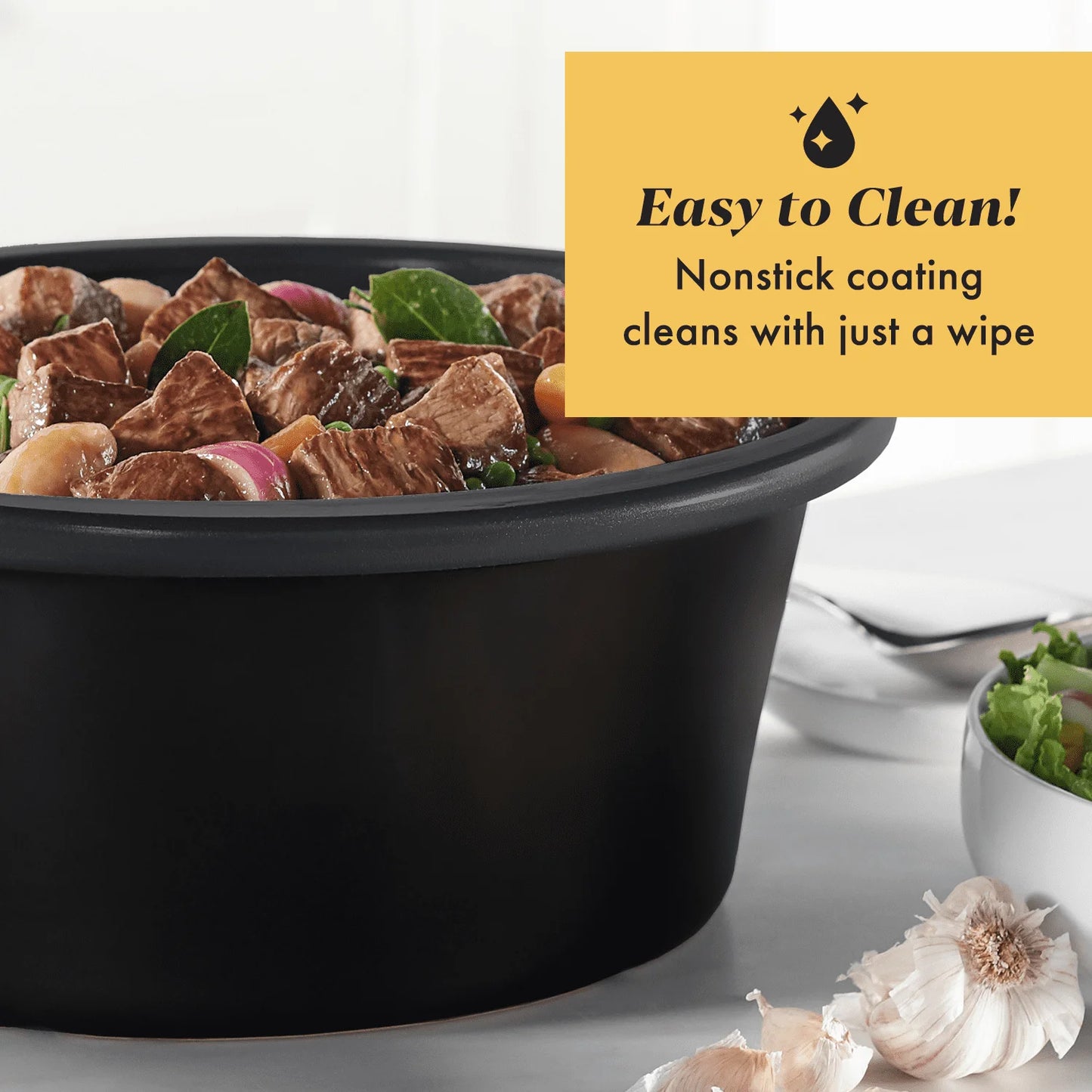 7-Quart Slow Cooker, Black Stainless Steel Cooking Home