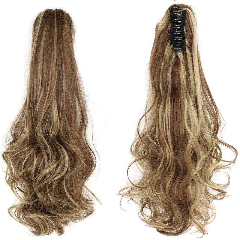 Claw Clip In Wavy Ponytail Extensions Synthetic Fiber Hair Piecil