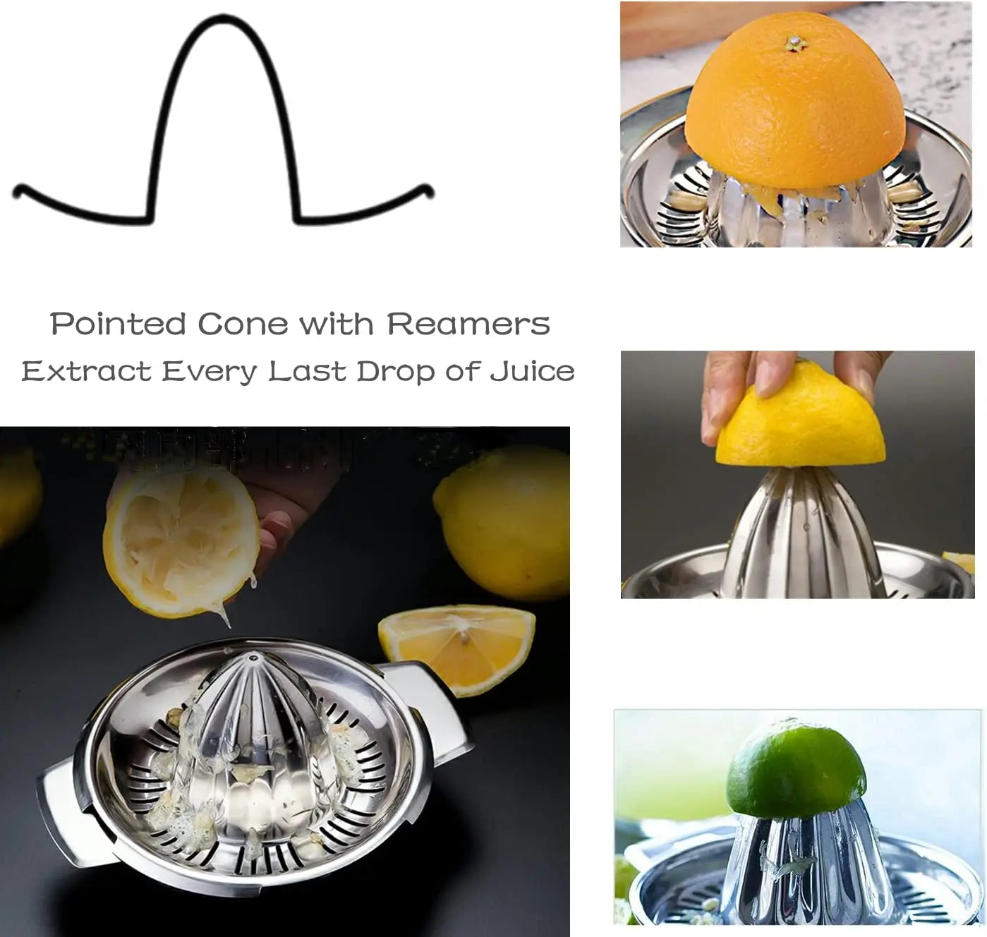 LMETJMA Stainless Steel Lemon Fruit Vegetable Squeezer Cup Kitchen Tool