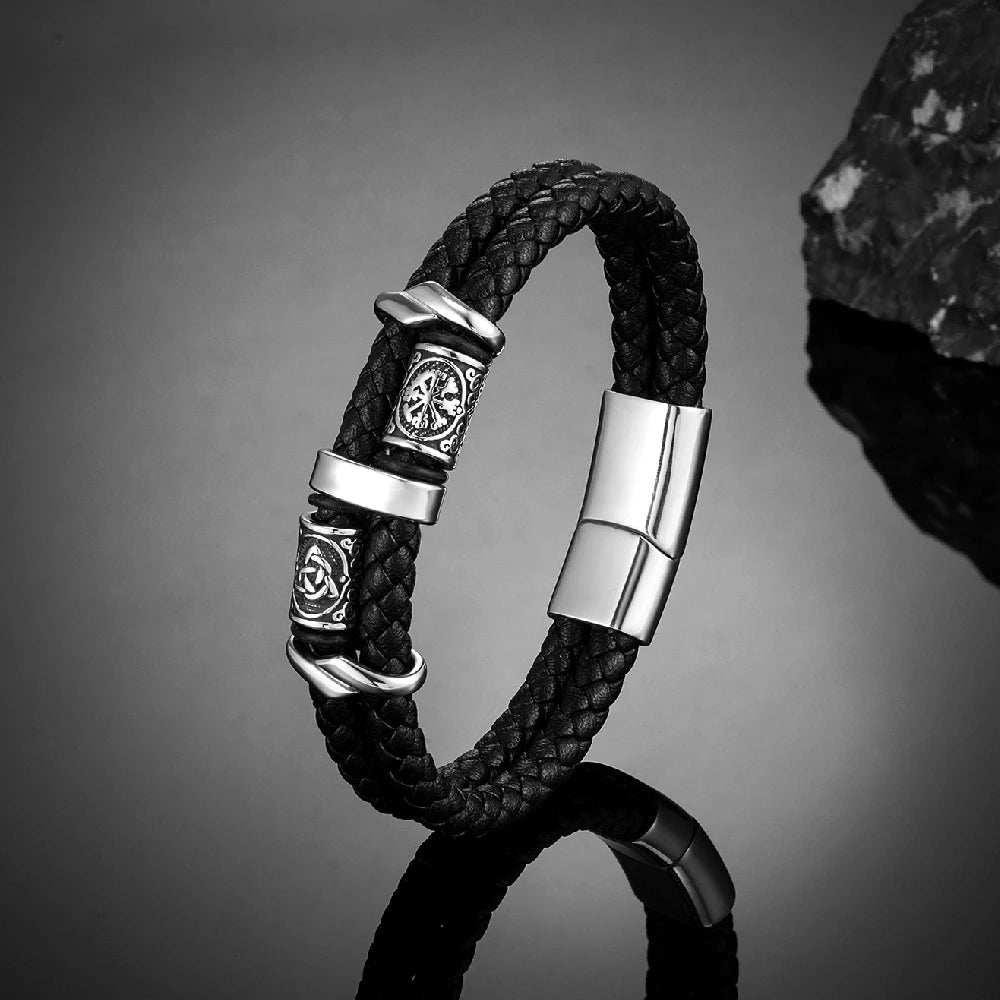 Punk Men Vikings Style Genuine Leather Bracelet