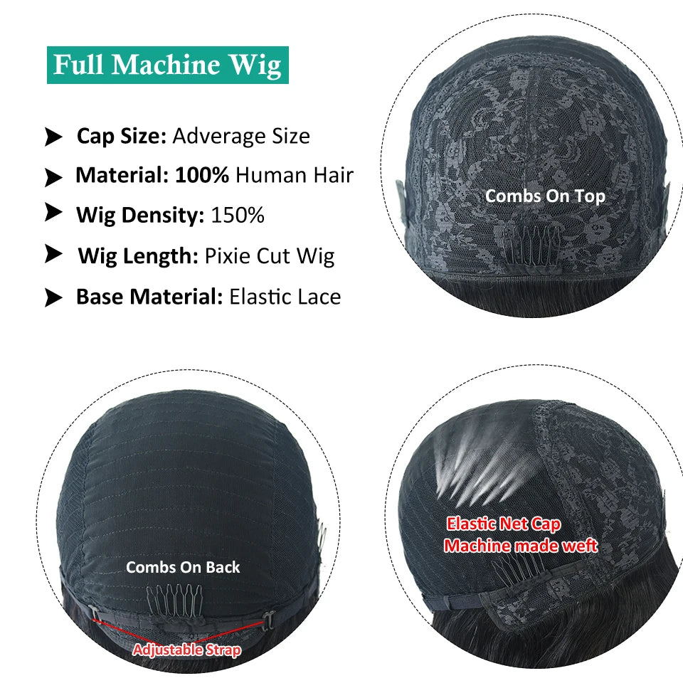 Short Pixie Cut Remy Human Hair Wigs