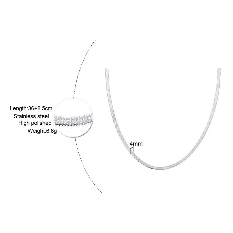 3-5mm Women Herringbone Necklace, Stainless