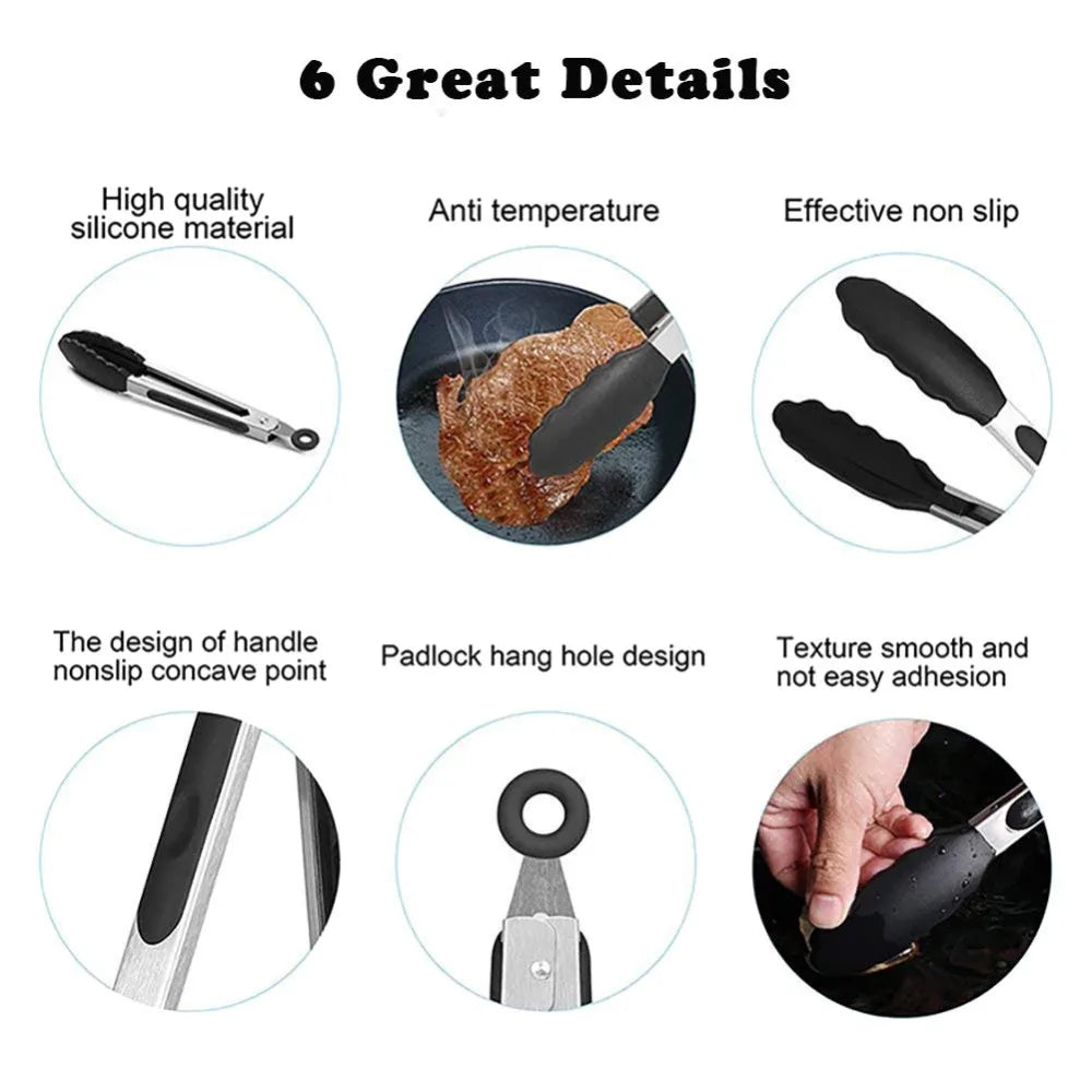 LMETJMA Premium Kitchen Tongs Cooking Grille