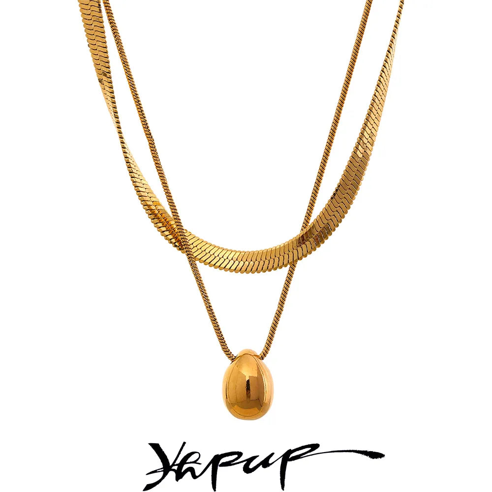 Yhpup Snake Chain Double Layer Statement 18k Gold Color Jewelry