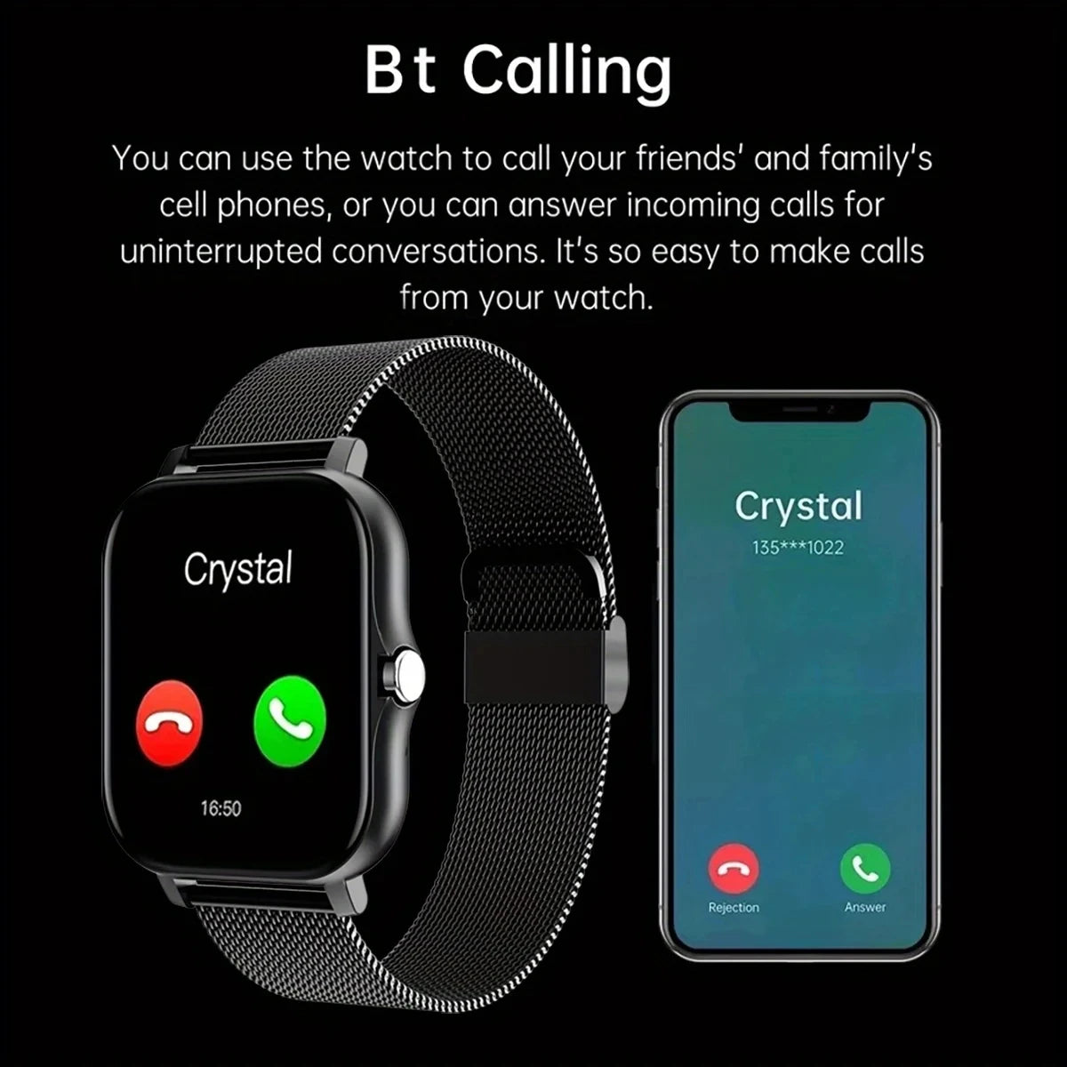 Smart Watch Android Phone 1.44'' Full Monitoring Smartwatch Women Men