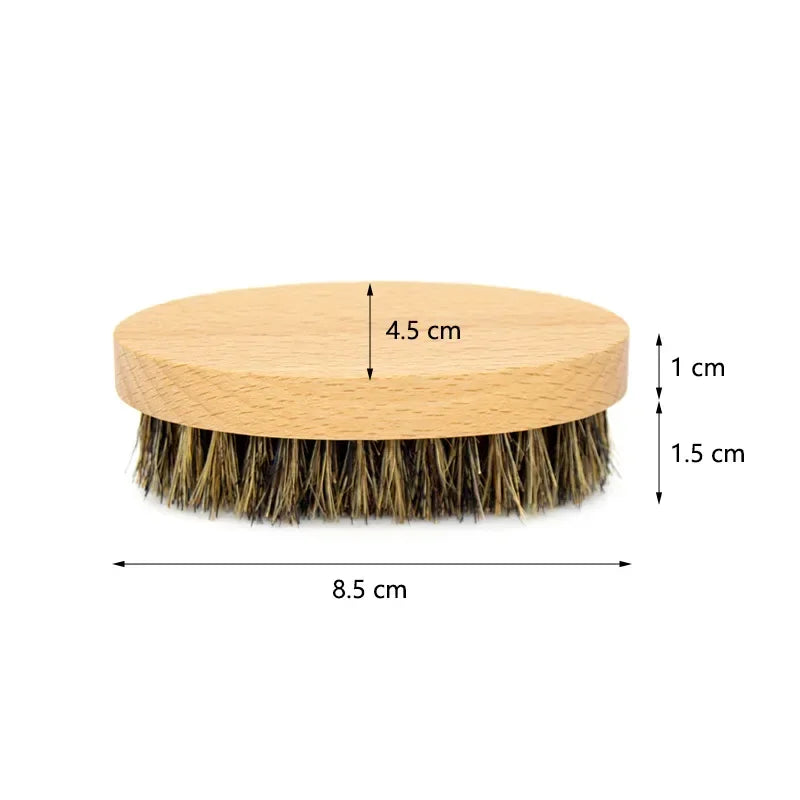 Two-sided Boar Bristle Men's Shaving Brush Portable Barber Natural Beech Beard Brushes Comb for Facial Cleaning Mustache Tools