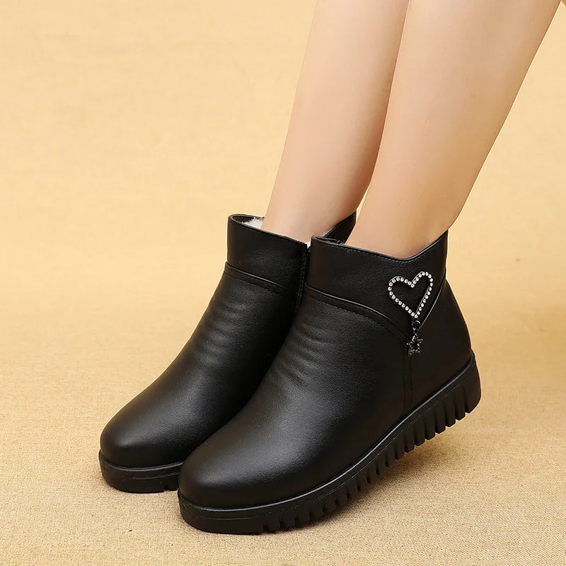 Fashion Winter Women Genuine Leather