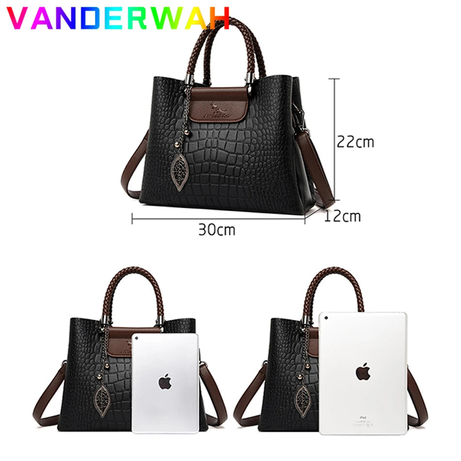 Brand Leather 3 Layers Alligator Handbags