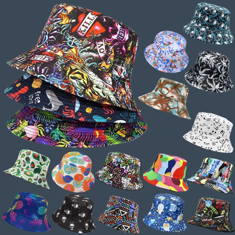 Panama Bucket Hats Animal Reversible Fishing Cap