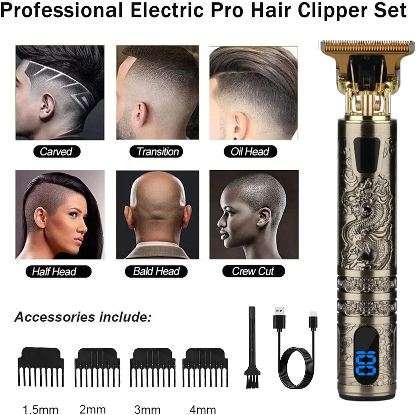 T9 LCD Electric Hairder Hair Precision Trimmer for Men