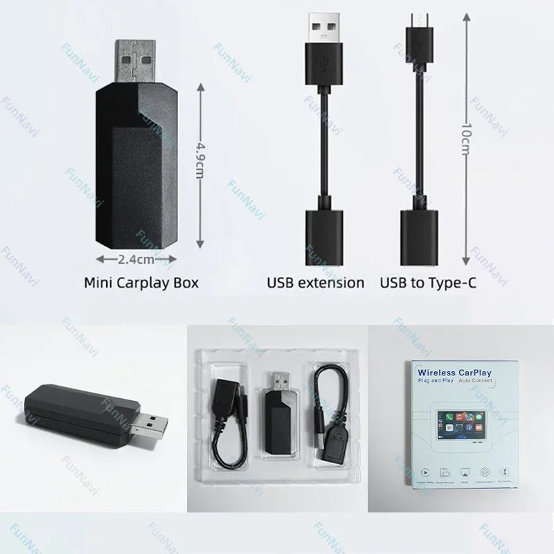 Wired to Wireless CarPlay Adapter for OEM Car Stereo With USB Plug and Play Smart Link Phone Automatic Connection to CarPlay