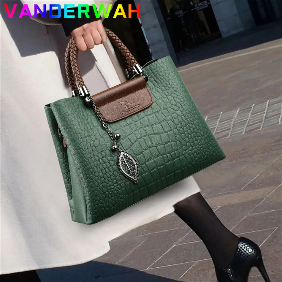 Brand Leather 3 Layers Alligator Handbags