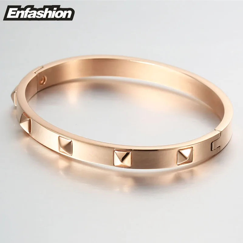 Enfashion Pyramid Spikes Bracelet Manchette Gold Color Stainless Steel Bracelet For Women Cuff Bracelets Bangles Pulseiras