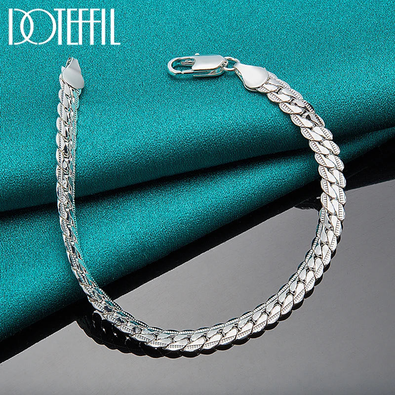 DOTEFFIL Silver Color Bracelet 6mm 18/19/20cm