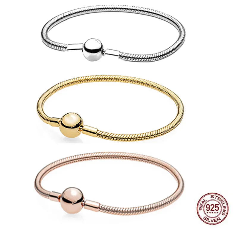 925 Sterling Silver Fashion Gold color Round Buckle