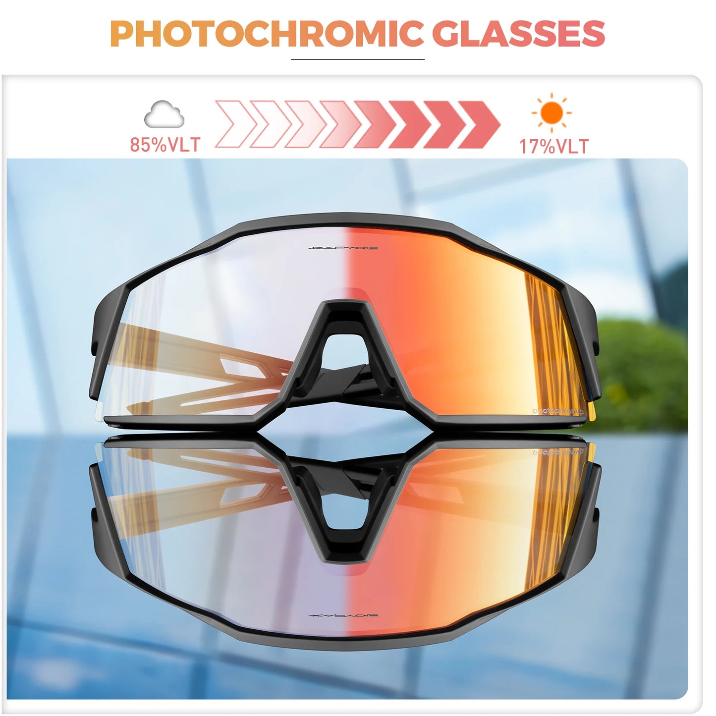 KAPVOE Red Photochromic Glasses UV400 Outdoor