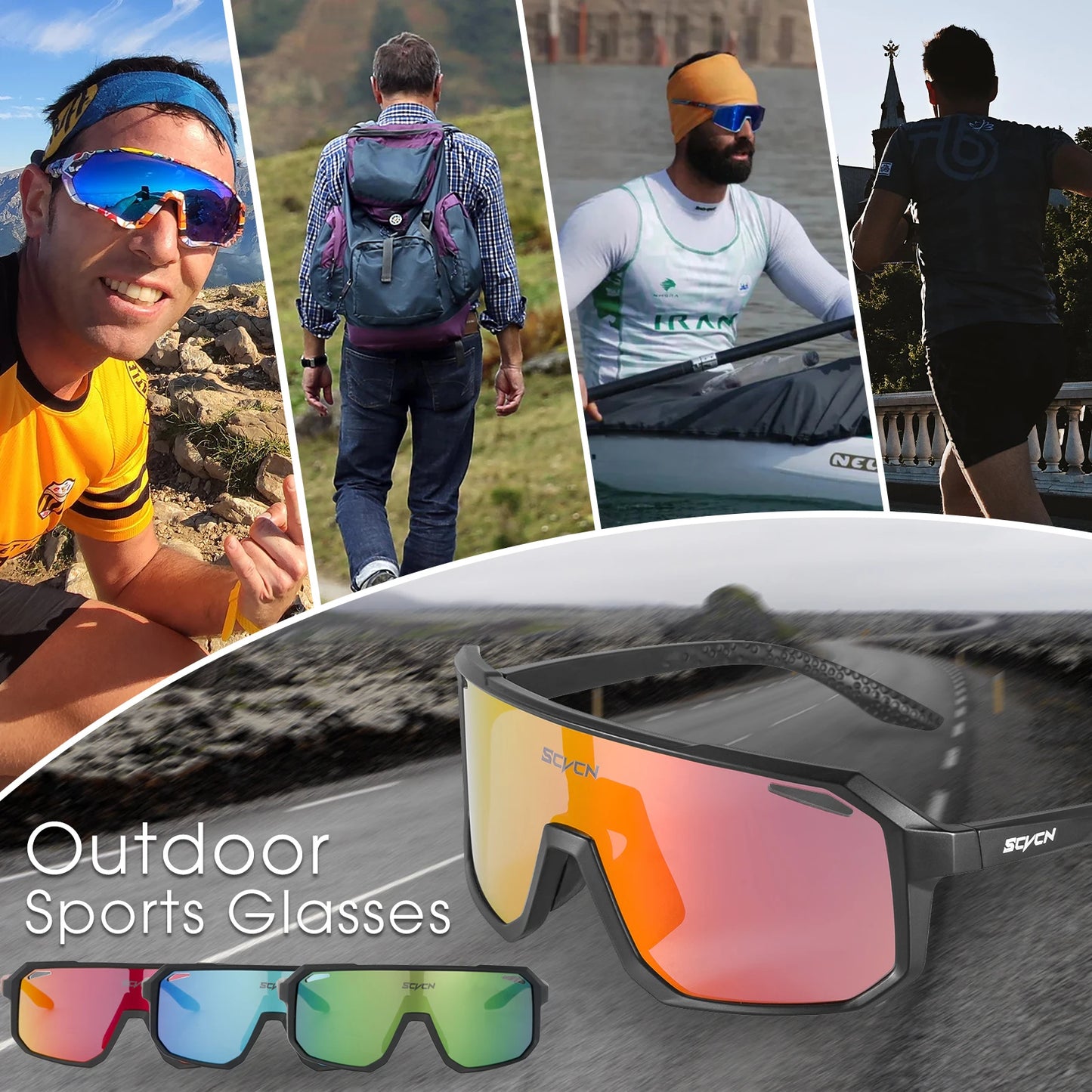 SCVCN Cycling Glasses Bike Sunglasses Men UV400 Eyes Bicycle