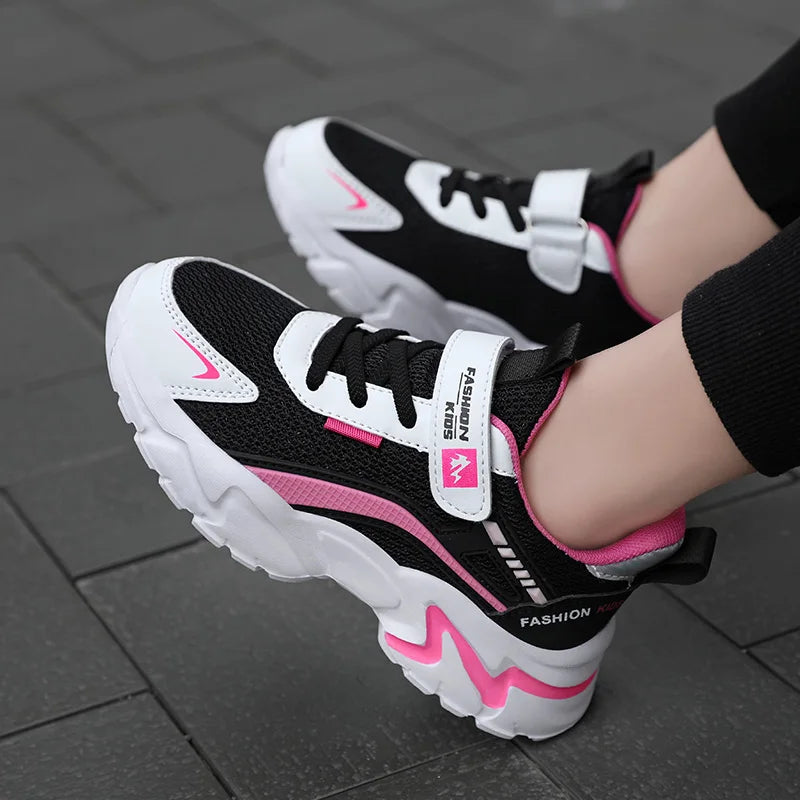 Kids Casual Pink Girls Shoes Breathable Mesh Sneakport Walking
