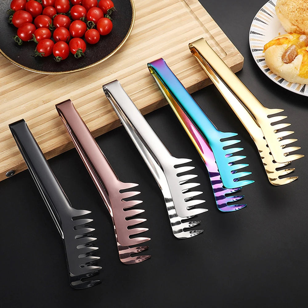 Stainless Steel Gold Kitchen BBQ Tongs Multiple Styles Cake Clip Food Steak Clamp Kitchenware Accessories Home Cooking Utensils
