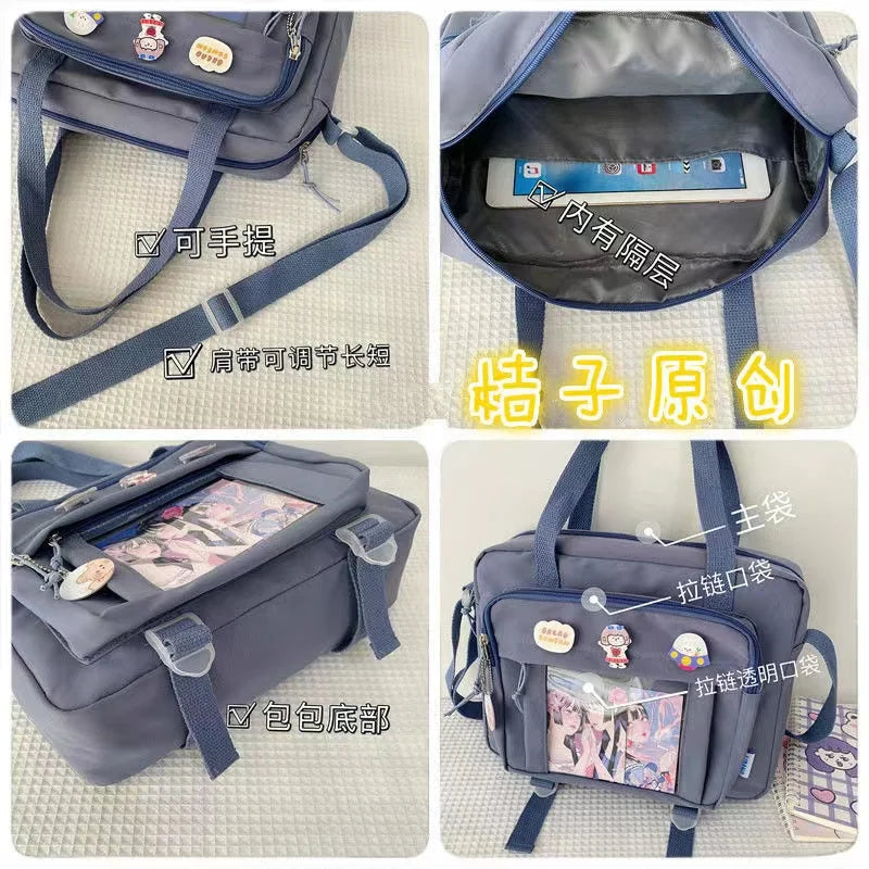 Japanese High School Girls Crossbody Bags Nylon Book Bag
