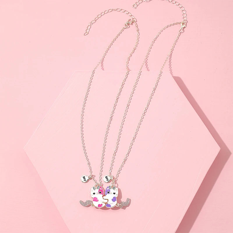2Pcs/set Cute Cartoon Cat Shape Pendant Chain Besdren's Jewelry