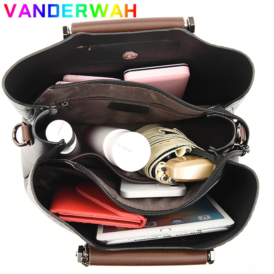 Brand Leather 3 Layers Alligator Handbags