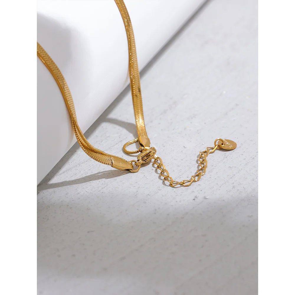 Yhpup Snake Chain Double Layer Statement 18k Gold Color Jewelry