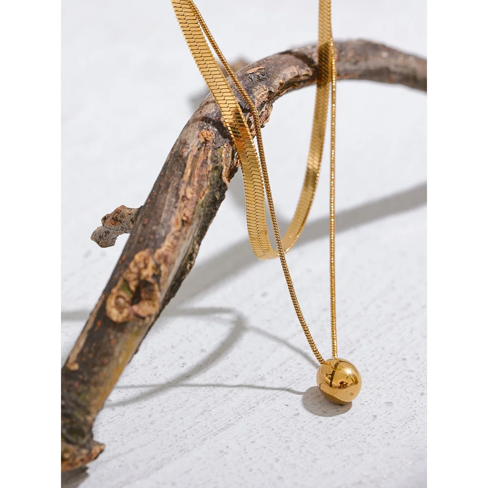 Yhpup Snake Chain Double Layer Statement 18k Gold Color Jewelry