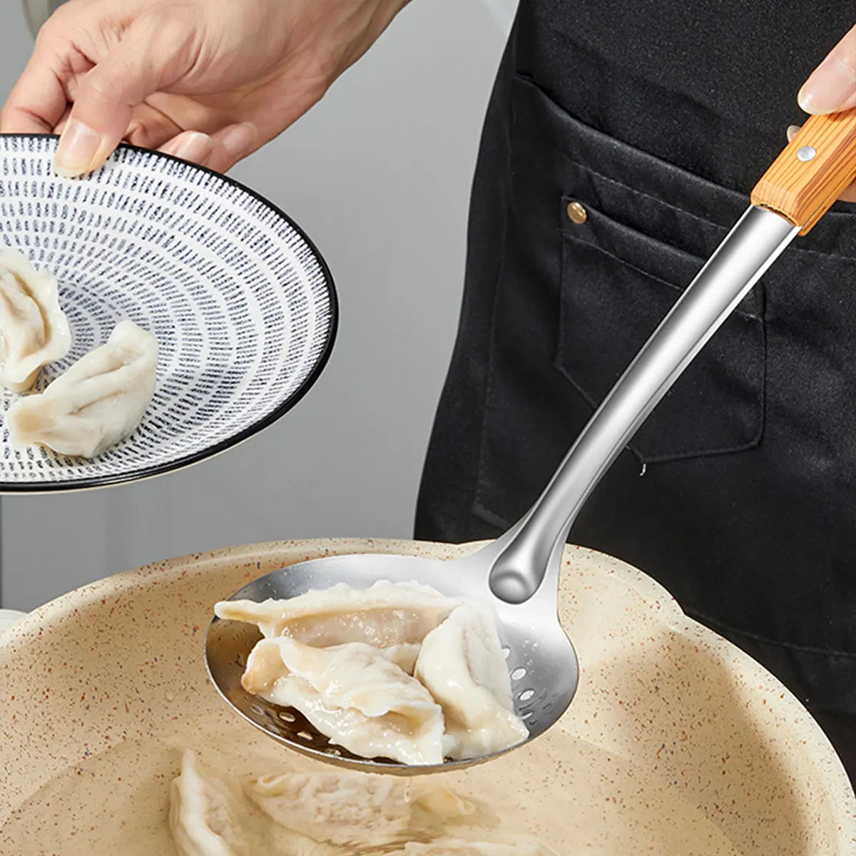 WORTHBUY Stainless Steel Turners Soup Ladles Cooking Tools Spatula Colander With Plastic Handle Home Kitchen Utensils Set