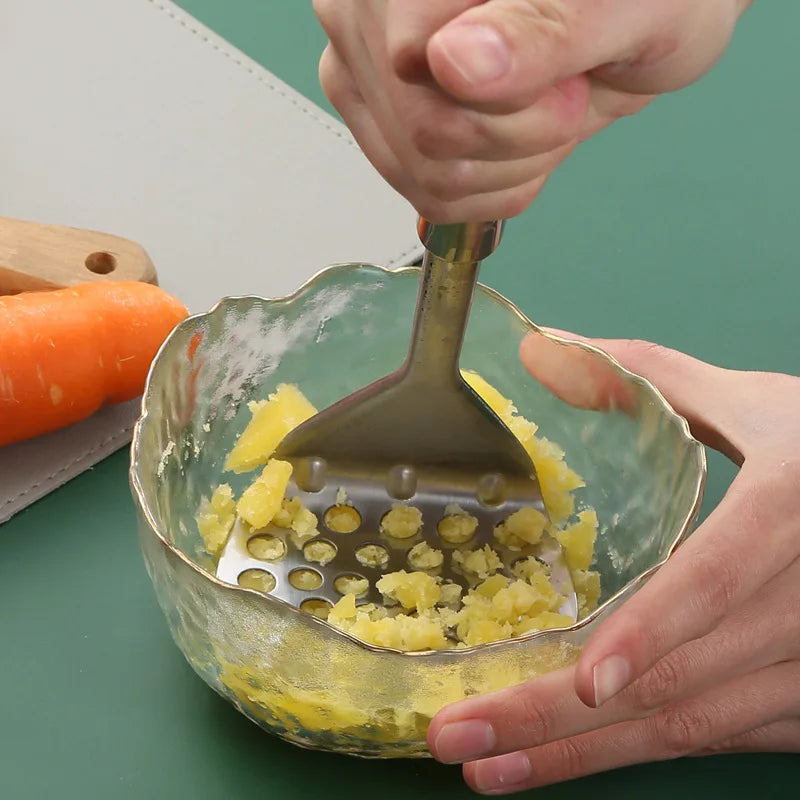 Potatoes Crusher Stainless Steel Pressed Potato Masher Ricer Puree Juice Maker Potato Pusher Smooth Mashed Fruit Tools Kitchen