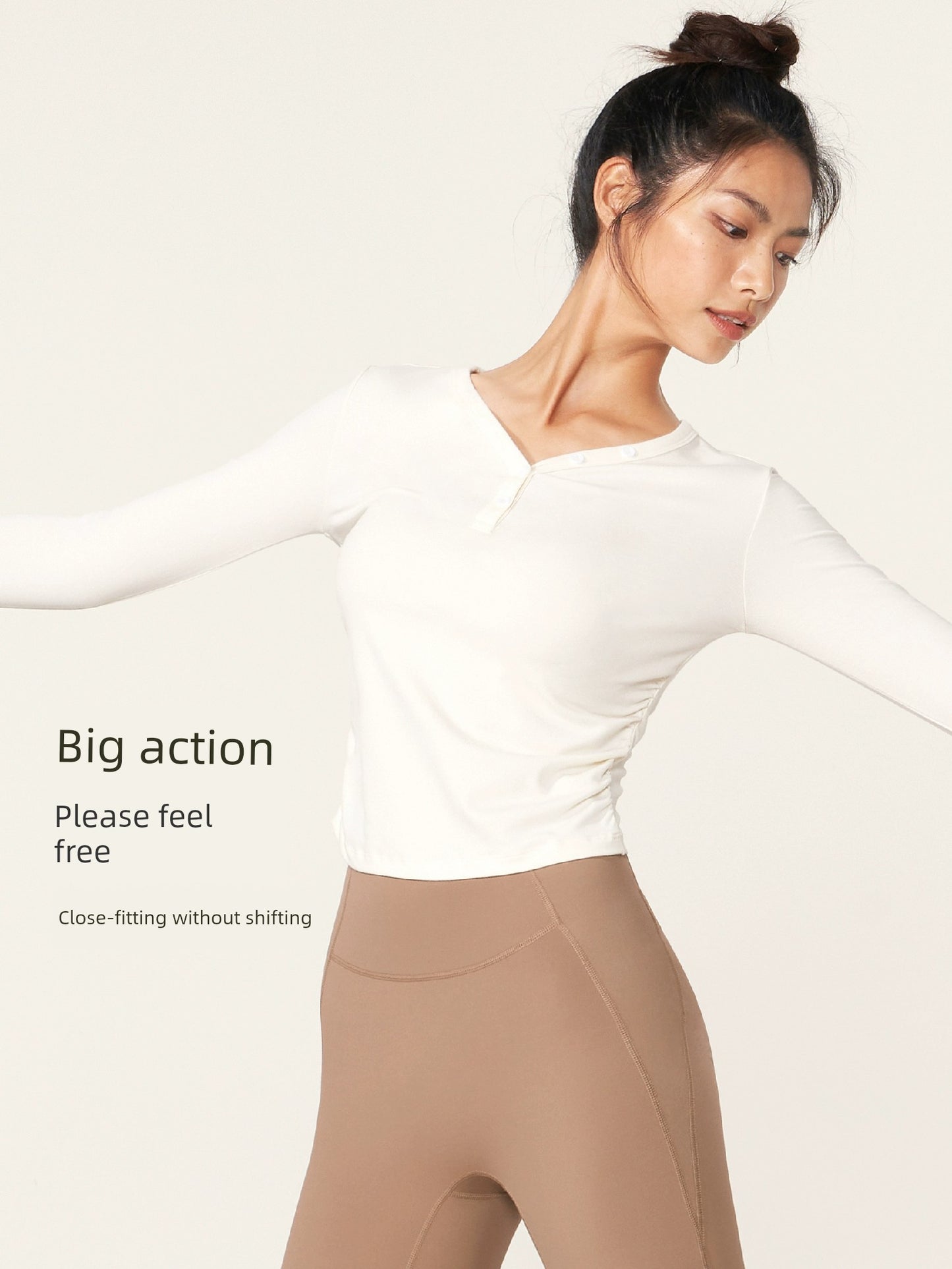 Slim Fit and Quick-Drying V Neck Long Sleeve Pilates Women's Yoga Clothes
