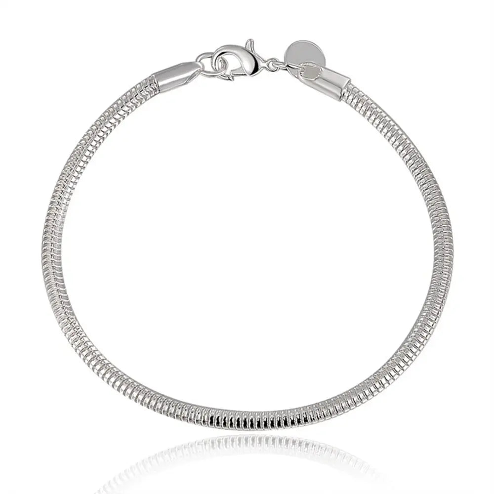 Suyixian 925 Sterling Silver 3mm Snake