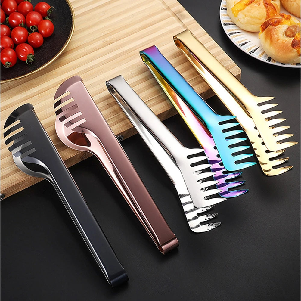 Stainless Steel Gold Kitchen BBQ Tongs Multiple Styles Cake Clip Food Steak Clamp Kitchenware Accessories Home Cooking Utensils
