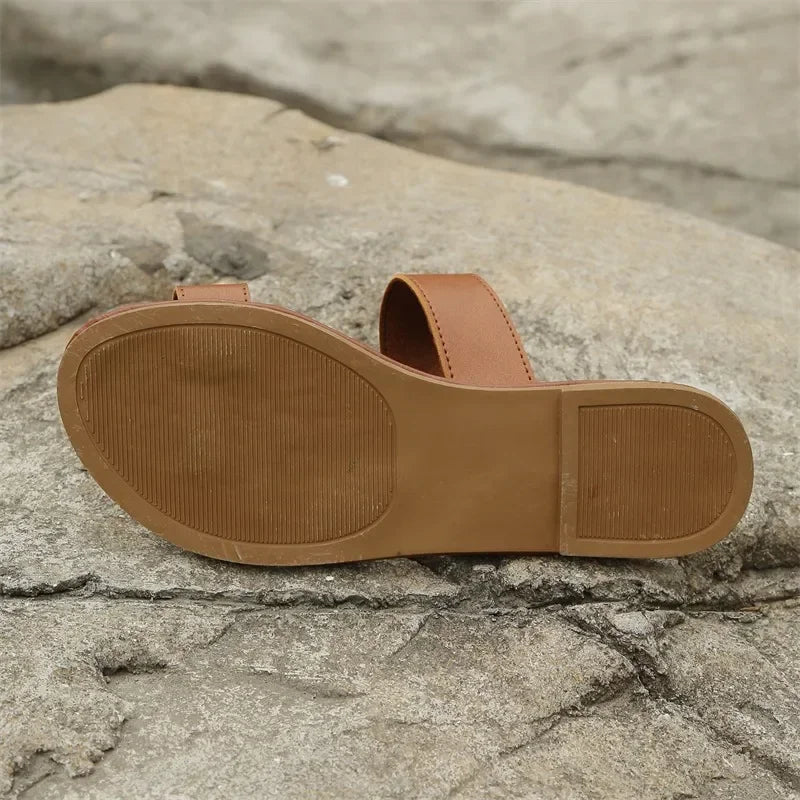 Women Leather Flip Flops Designer Sandals